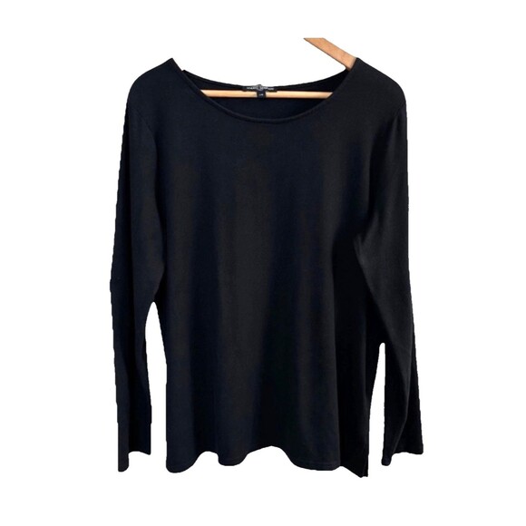 Mario Serrani Tops - Mario Serrani Italy Women's Black Stretch Long Sleeve Top Size L Casual Wear